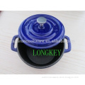 Blue round enamel cast iron sauce pot